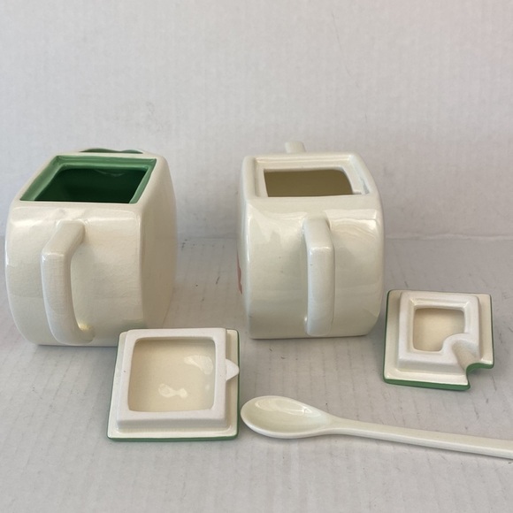 Russ Berrie Vintage Style Cream And Sugar Three Pieces Poppies Retro Style - Picture 10 of 17